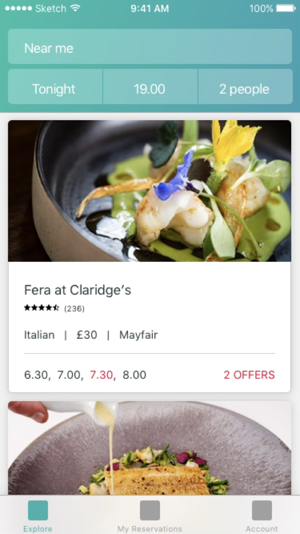 Bookatable screen