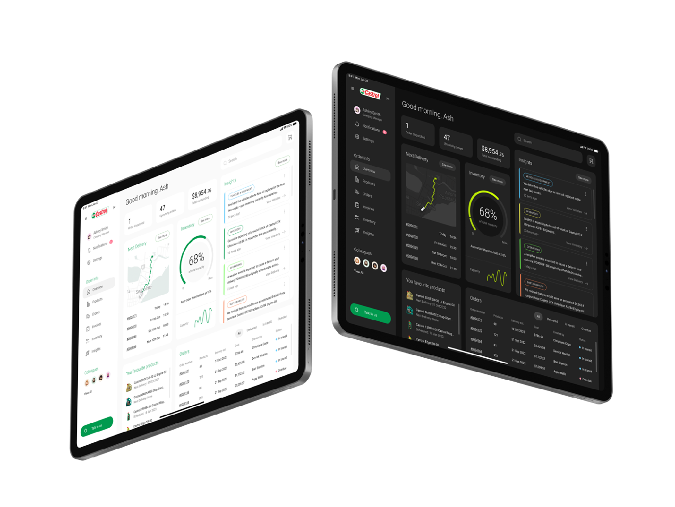 Final delivery management dashboard on desktop and tablet