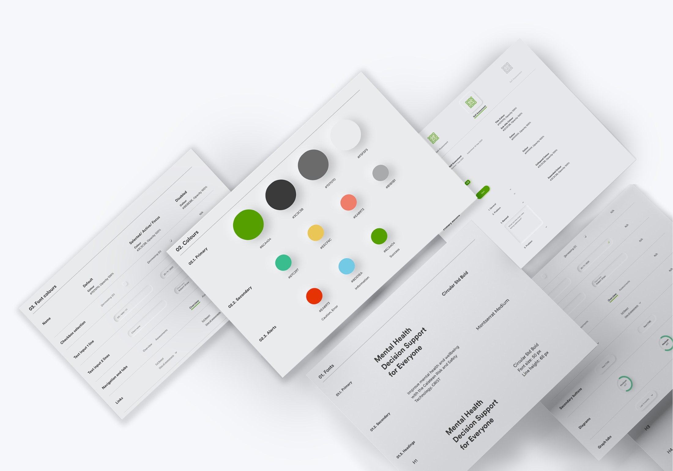 Style guide pages: colours, typography and components