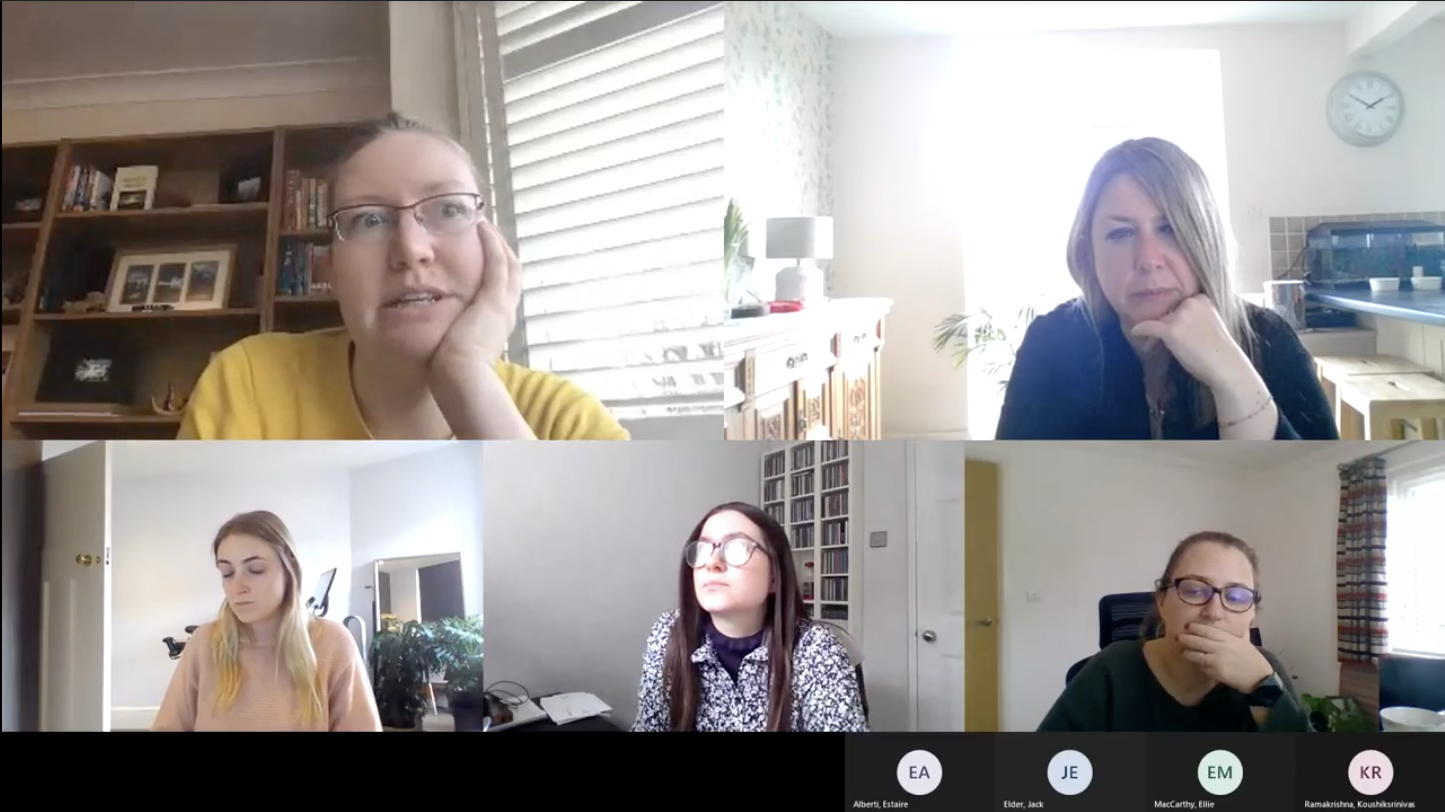 A remote focus group in progress with several M&S suppliers on a video call