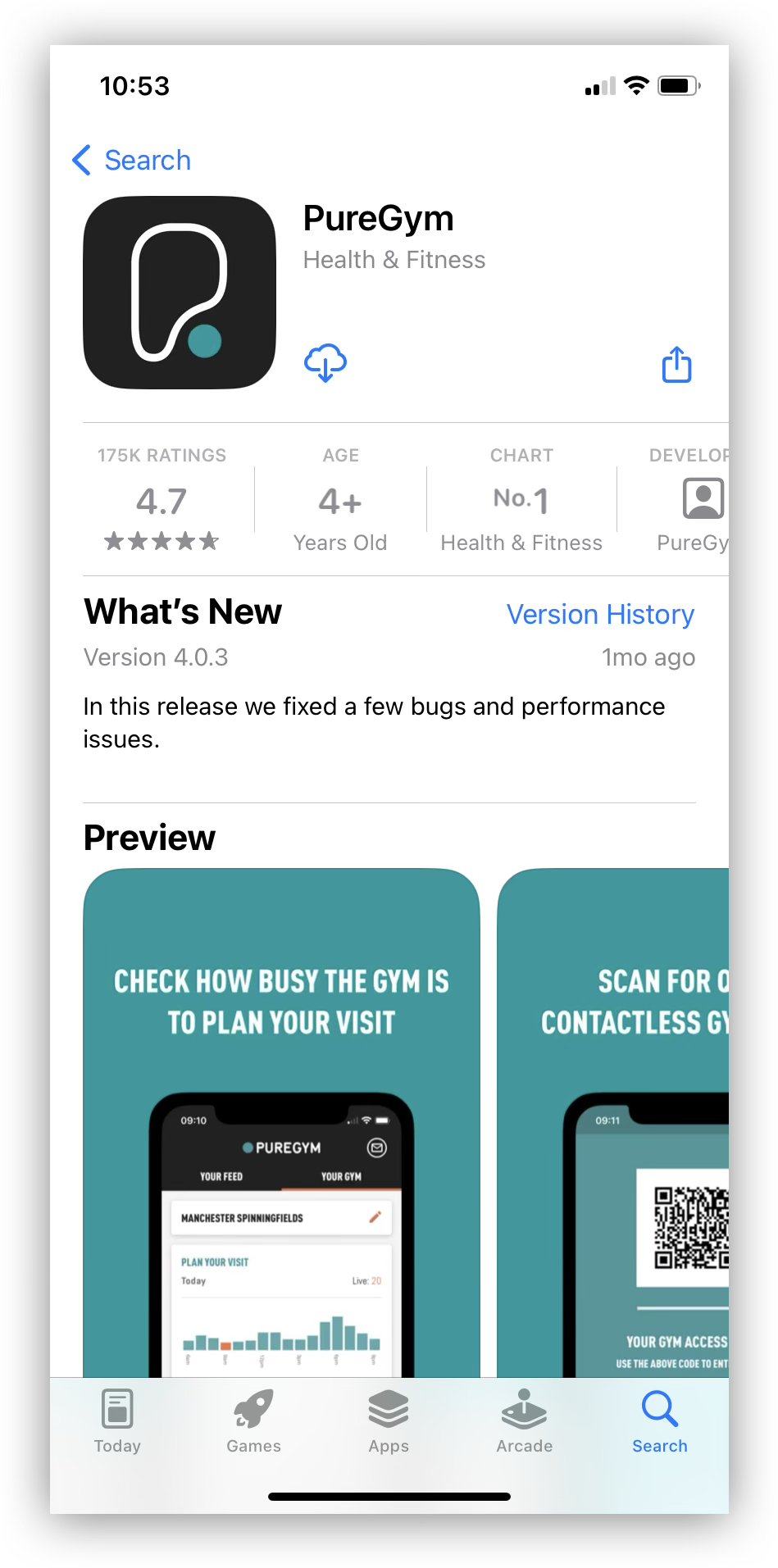 PureGym on the App Store — 4.7 from 175K ratings, No.1 in Health & Fitness