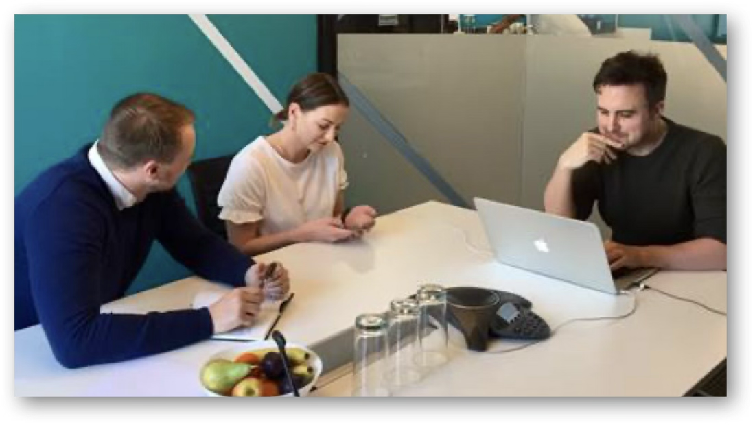 A live testing session in progress with participants and the team