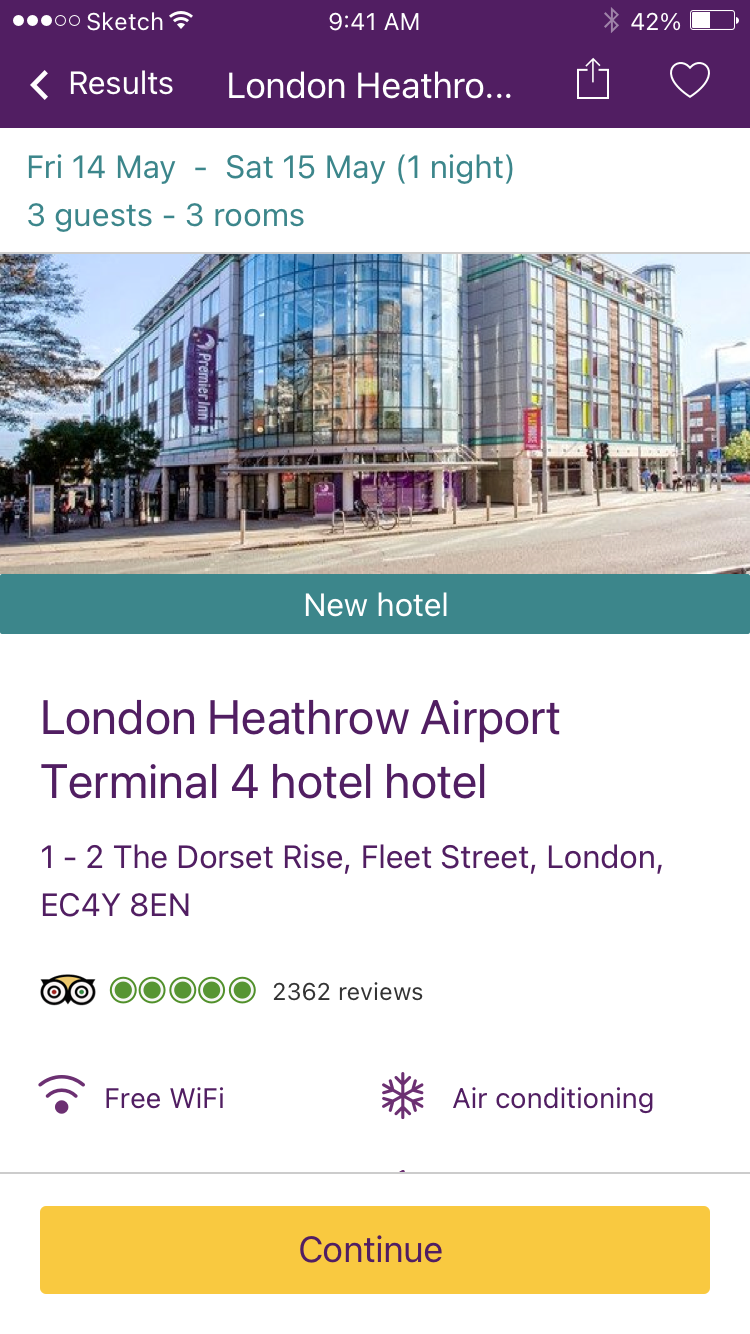 iOS design: Hotel page