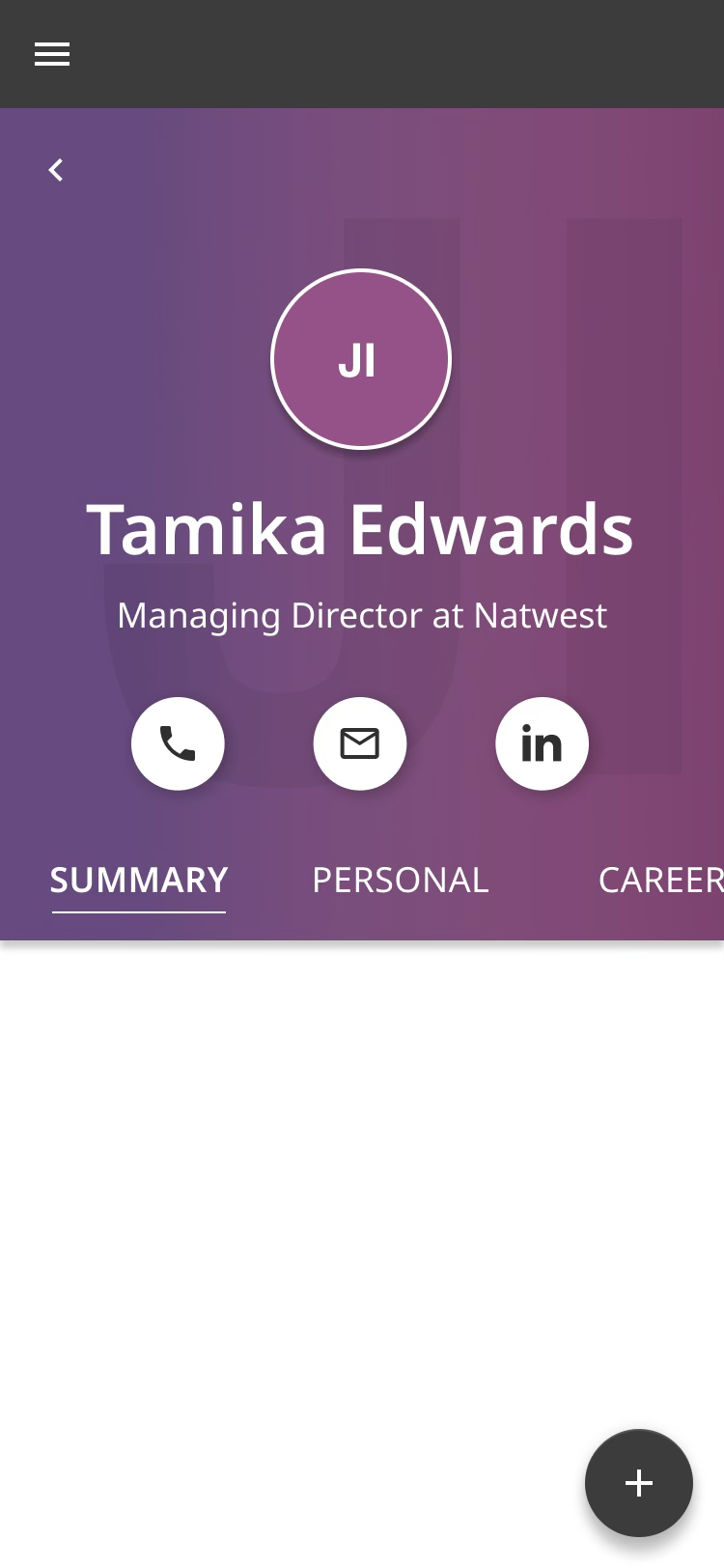 Client contact record header